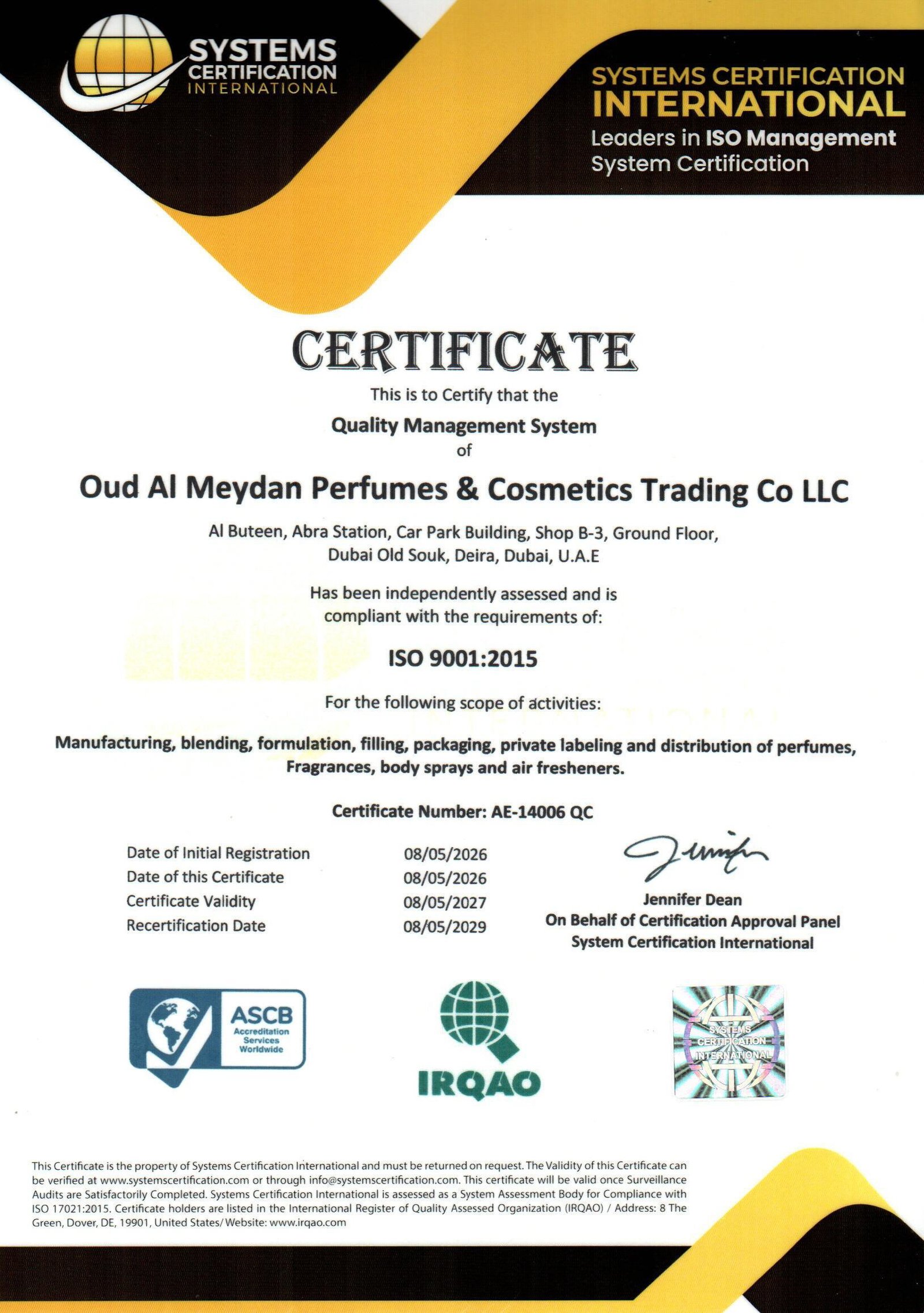 ISO 9001:2015 Certificate